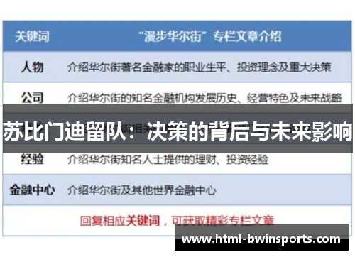 苏比门迪留队：决策的背后与未来影响