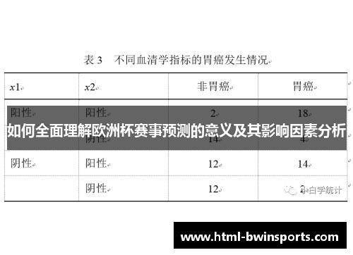 如何全面理解欧洲杯赛事预测的意义及其影响因素分析